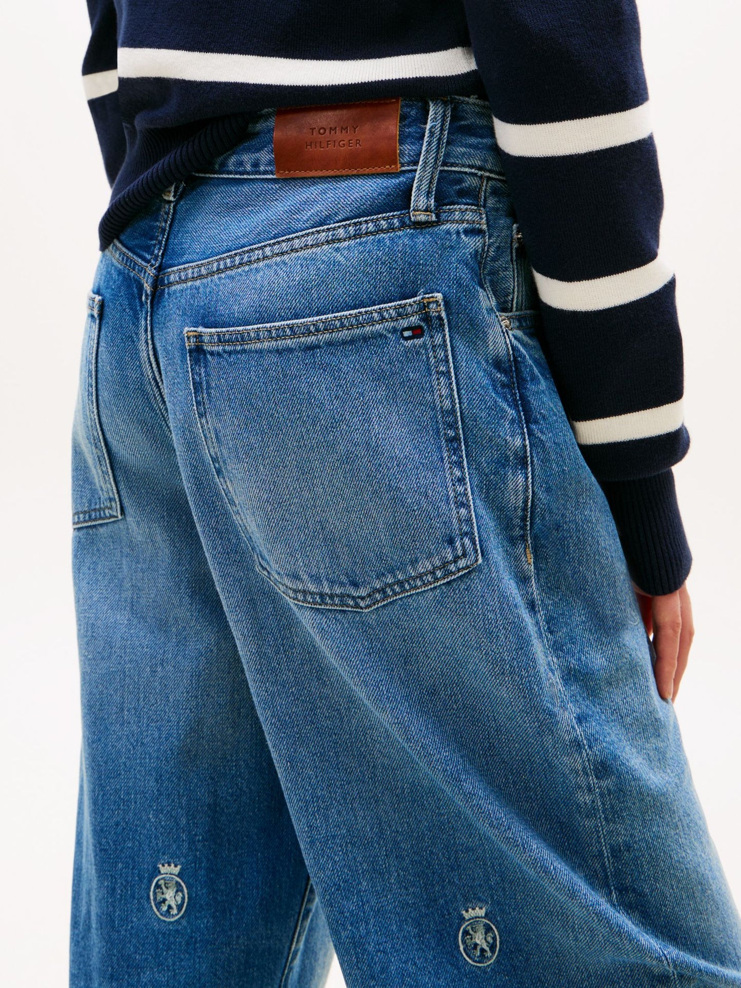 Tommy Hilfiger Allover Crest Mid-Rise Barrel Jean