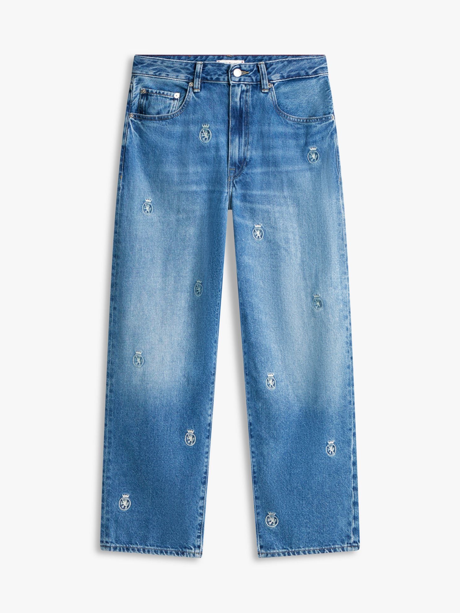 Tommy Hilfiger Allover Crest Mid-Rise Barrel Jean