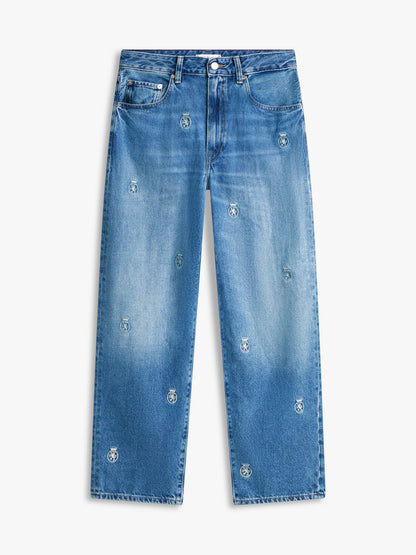 Tommy Hilfiger Allover Crest Mid-Rise Barrel Jean