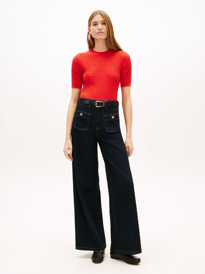 Tommy Hilfiger High-Rise Stretch Wide Leg Utility Jean