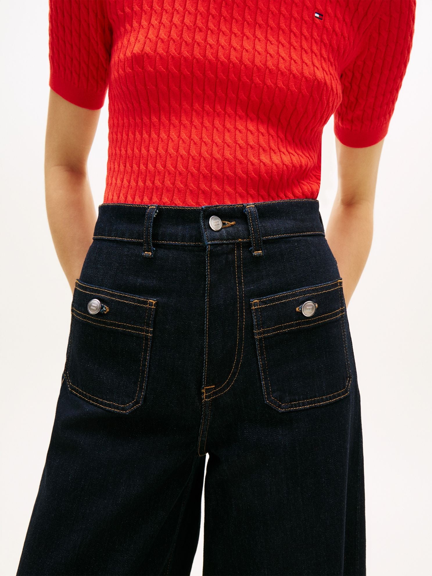 Tommy Hilfiger High-Rise Stretch Wide Leg Utility Jean