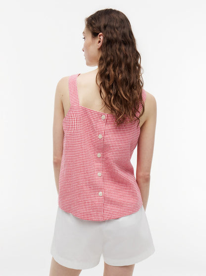 Tommy Hilfiger Gingham Linen-Blend Tank Top