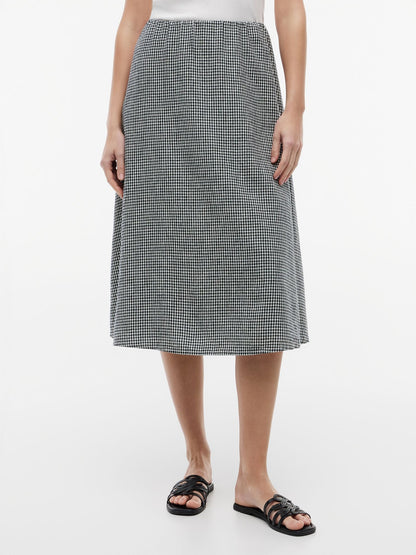 Tommy Hilfiger Gingham Linen-Blend Midi Skirt