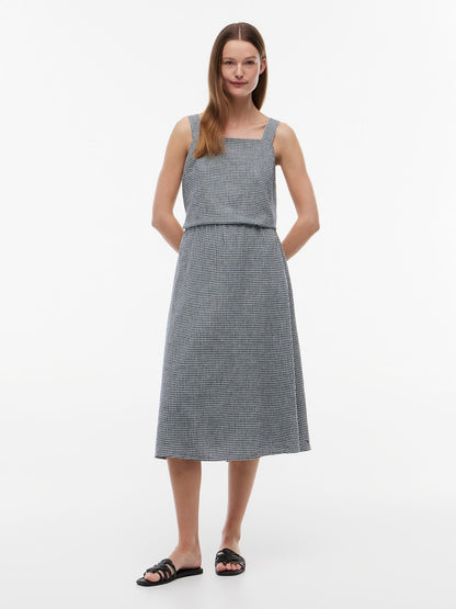 Tommy Hilfiger Gingham Linen-Blend Midi Skirt
