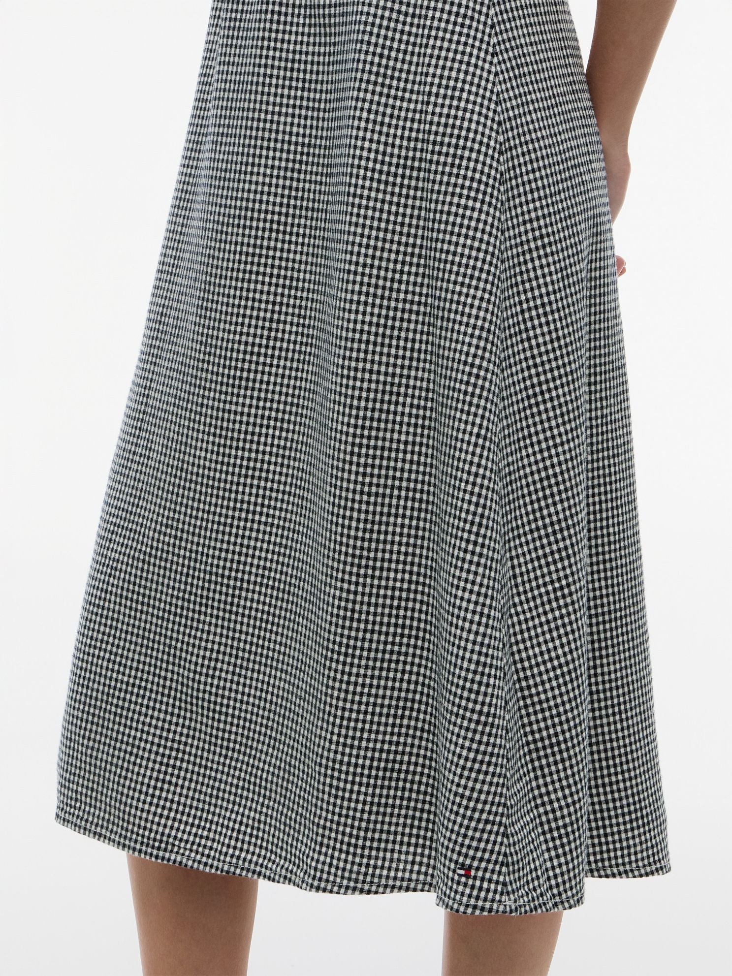 Tommy Hilfiger Gingham Linen-Blend Midi Skirt