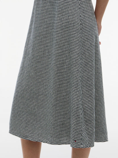 Tommy Hilfiger Gingham Linen-Blend Midi Skirt