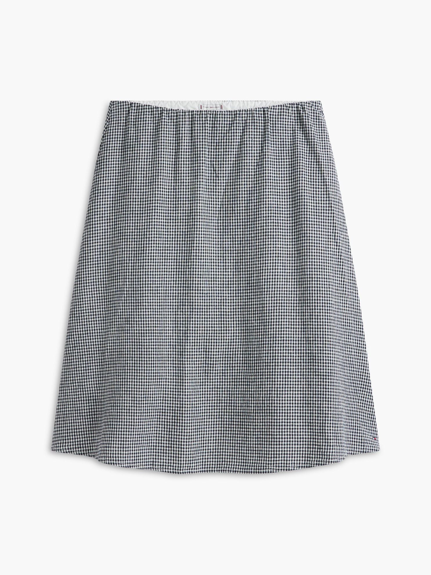 Tommy Hilfiger Gingham Linen-Blend Midi Skirt