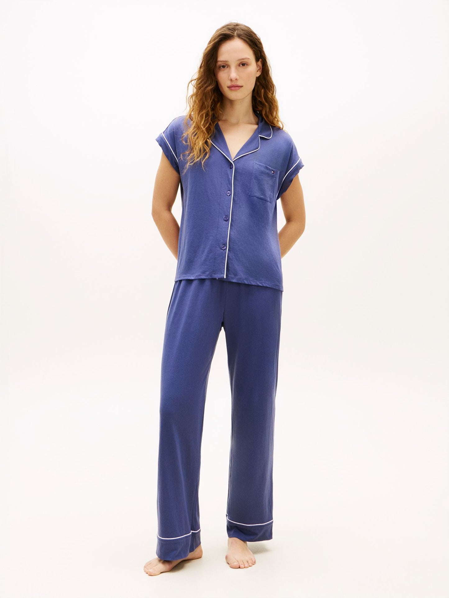 Tommy Hilfiger Short-Sleeve Shirt & Pant Sleep Set