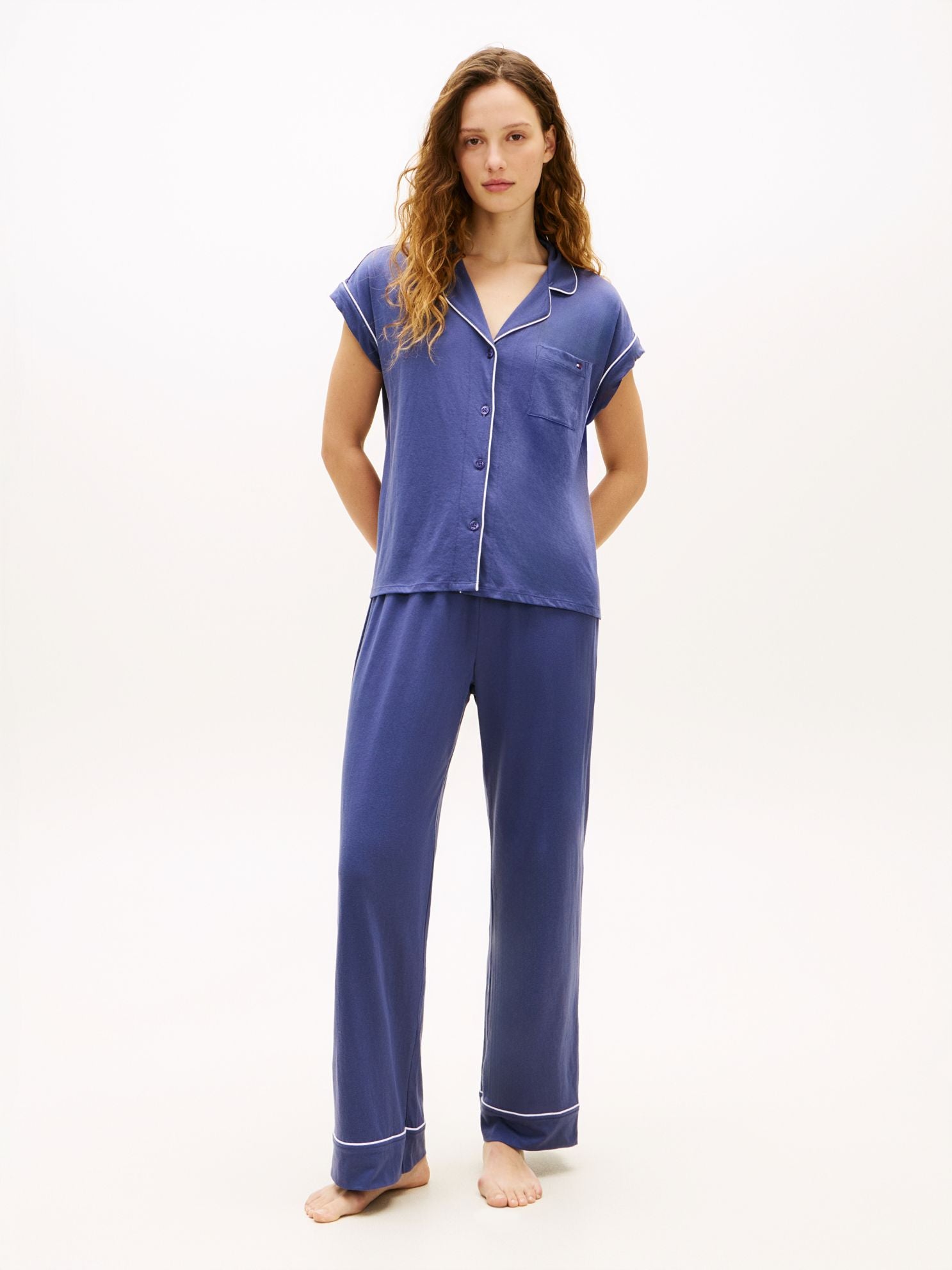 Tommy Hilfiger Short-Sleeve Shirt & Pant Sleep Set