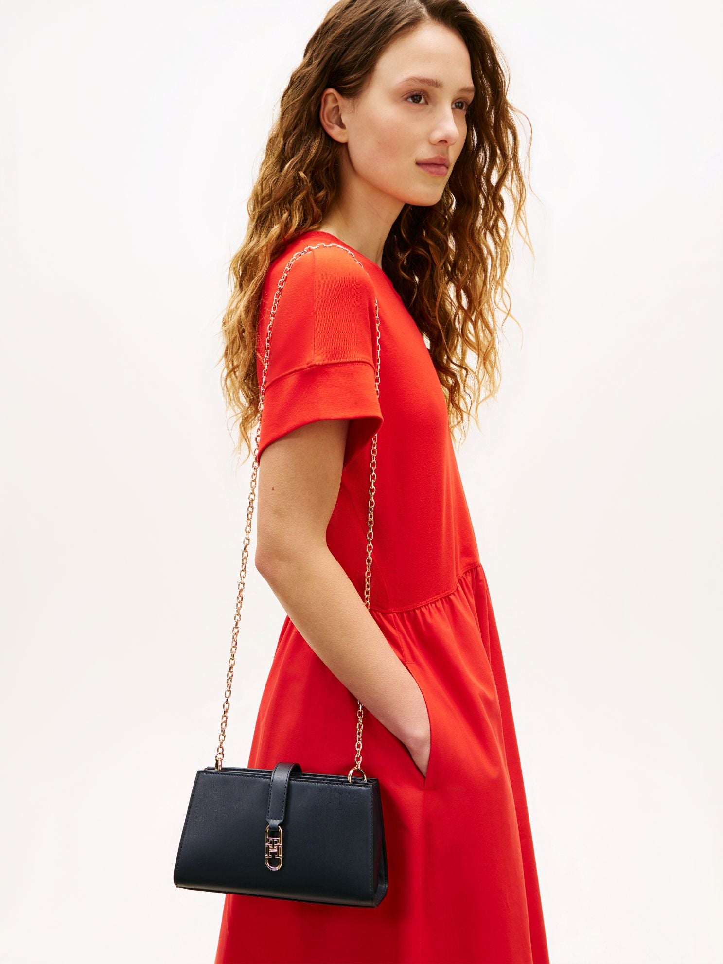 Tommy Hilfiger Polished Monogram Chain Crossbody Bag