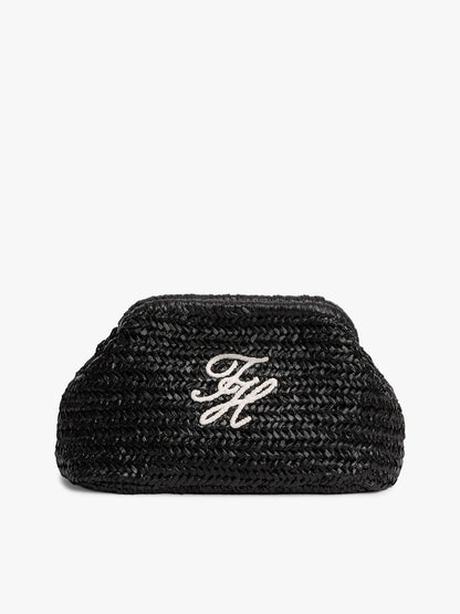 Tommy Hilfiger Script Monogram Raffia Clutch