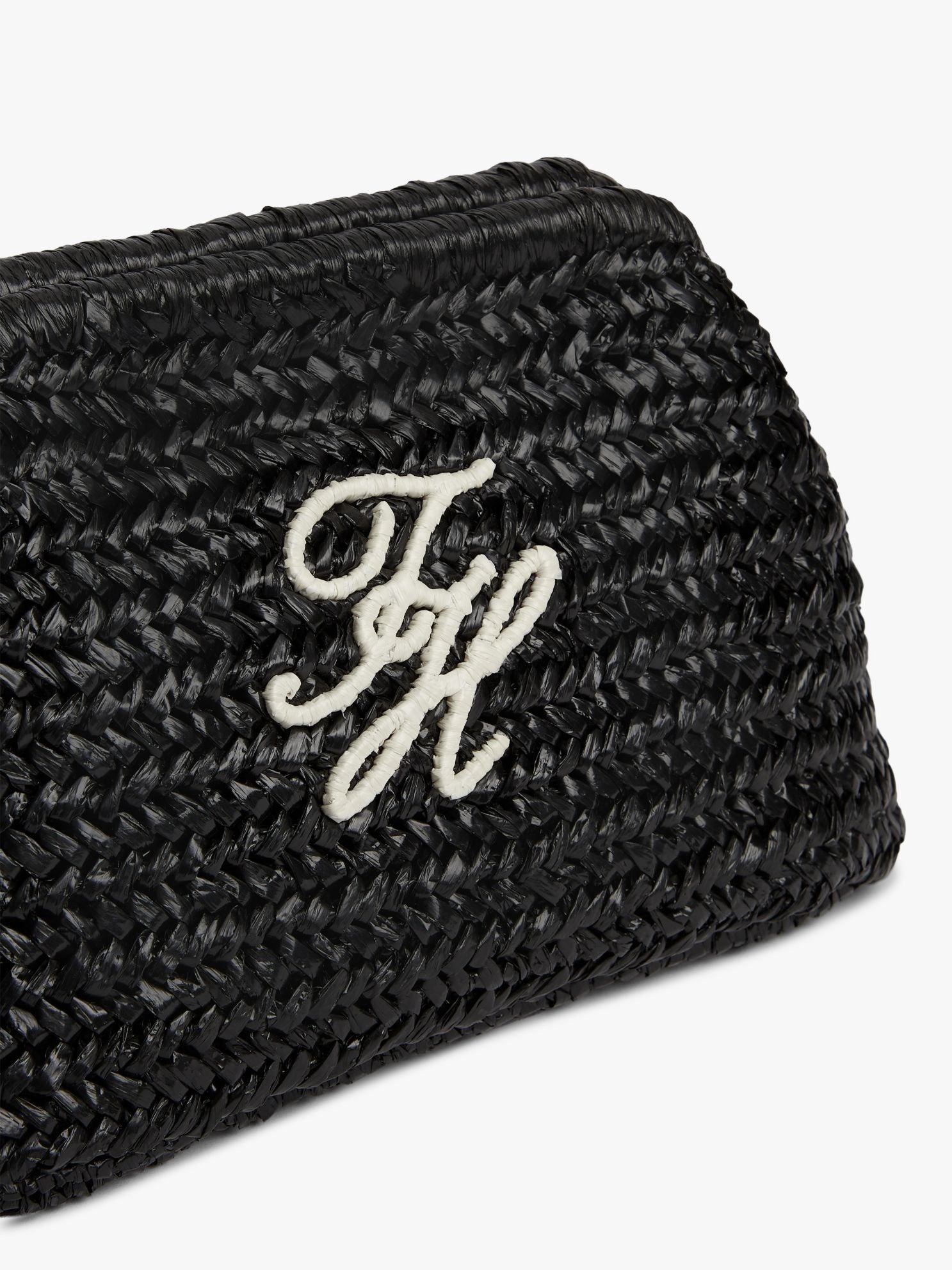 Tommy Hilfiger Script Monogram Raffia Clutch