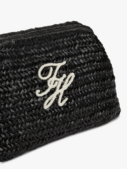Tommy Hilfiger Script Monogram Raffia Clutch