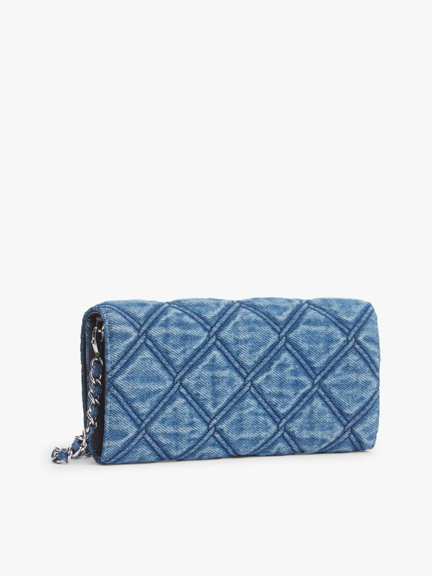 Tommy Hilfiger Quilted Denim Chain Strap Flap Wallet