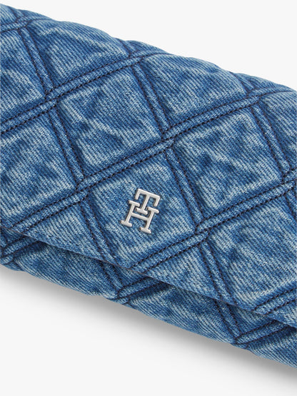 Tommy Hilfiger Quilted Denim Chain Strap Flap Wallet