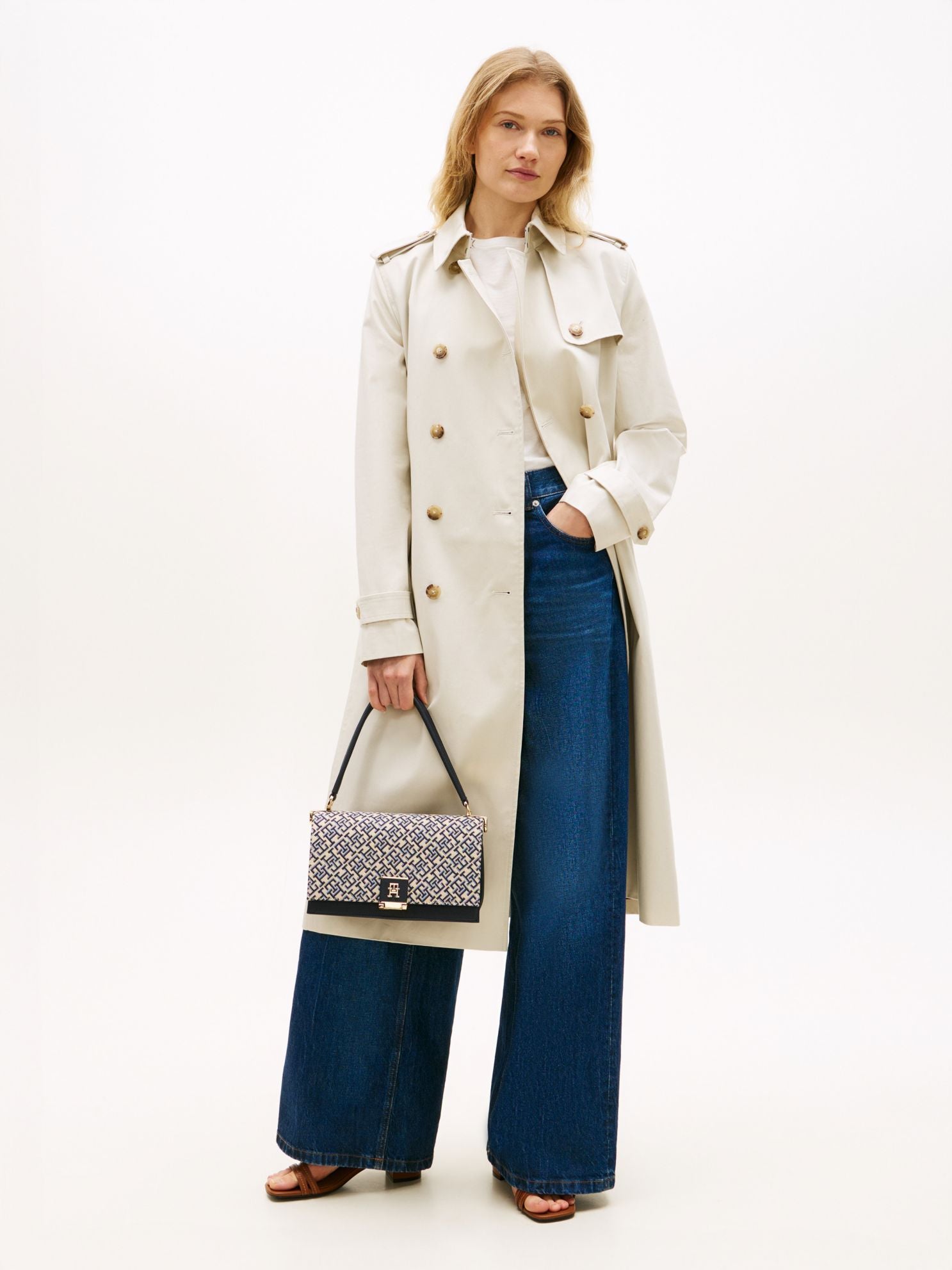 Tommy Hilfiger Monogram Clasp Jacquard Crossbody Bag