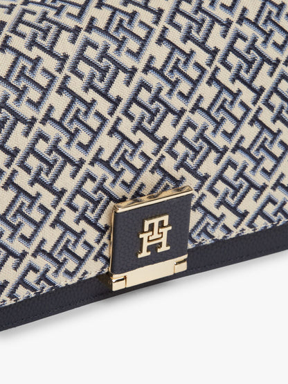 Tommy Hilfiger Monogram Clasp Jacquard Crossbody Bag