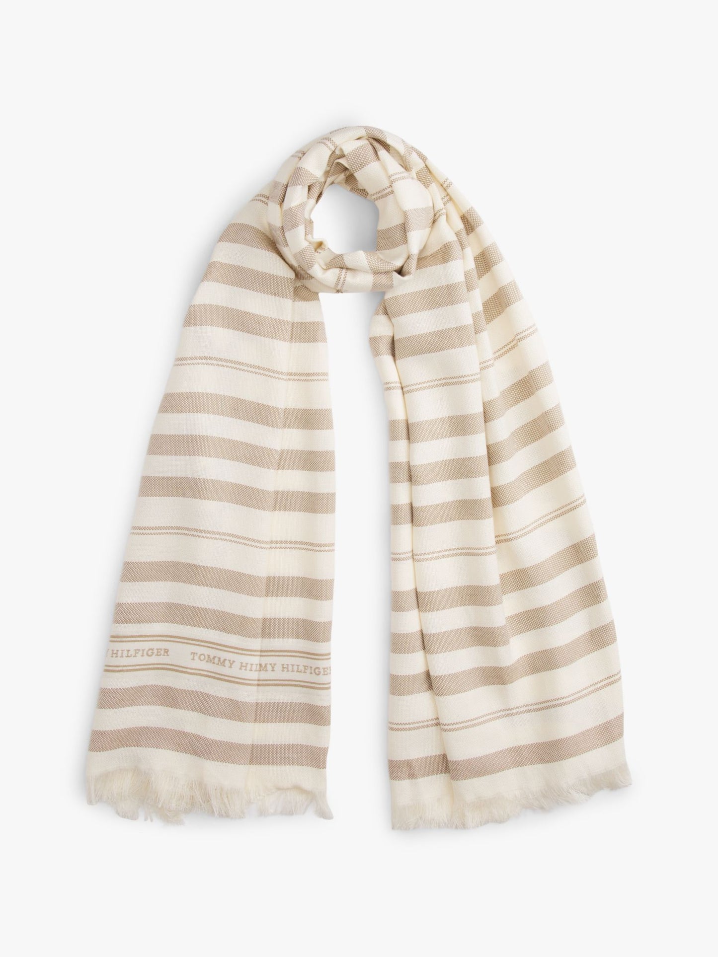 Tommy Hilfiger Stripe Cotton-Linen Blend Scarf