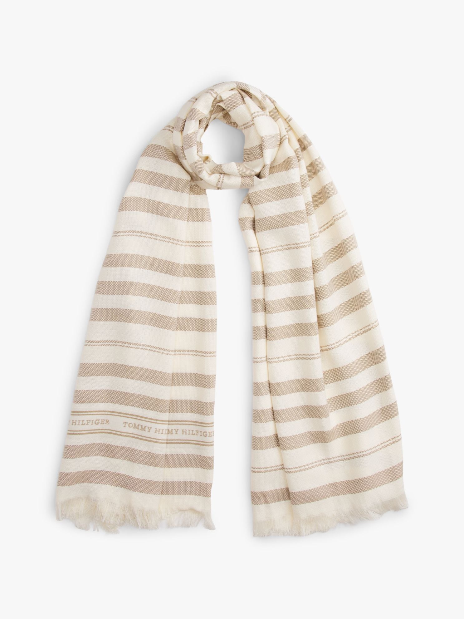 Tommy Hilfiger Stripe Cotton-Linen Blend Scarf