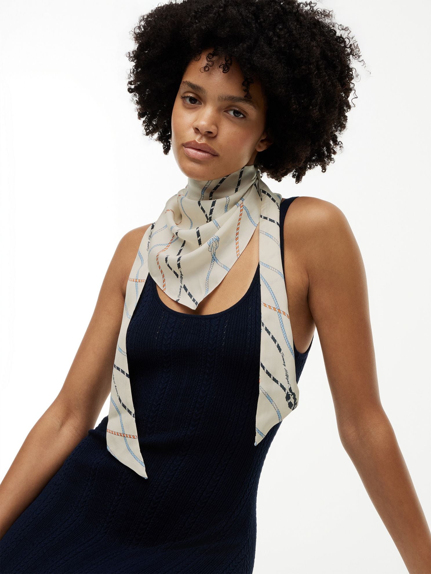 Tommy Hilfiger Nautical Rope Print Silk Scarf