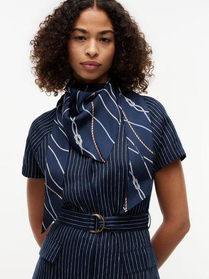 Tommy Hilfiger Nautical Rope Print Silk Scarf