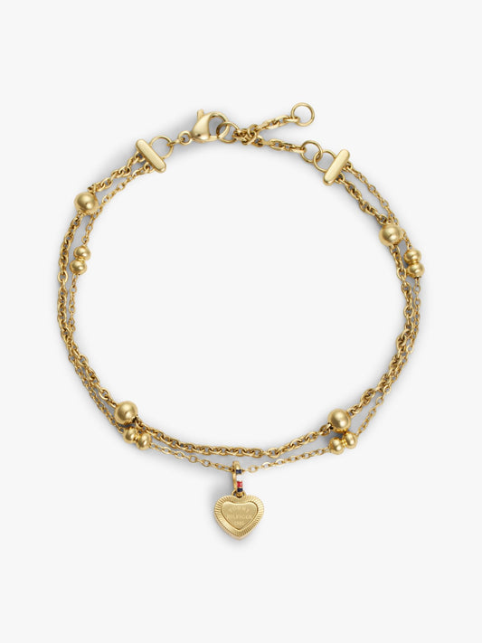 Tommy Hilfiger Heart Charm Double-Layered Bracelet