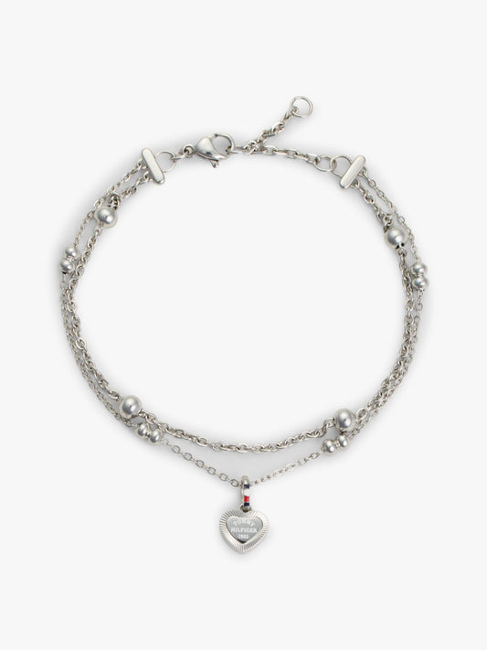 Tommy Hilfiger Heart Charm Double-Layered Bracelet
