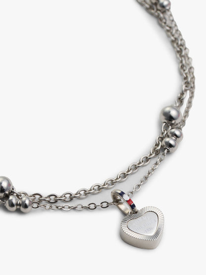 Tommy Hilfiger Heart Charm Double-Layered Bracelet