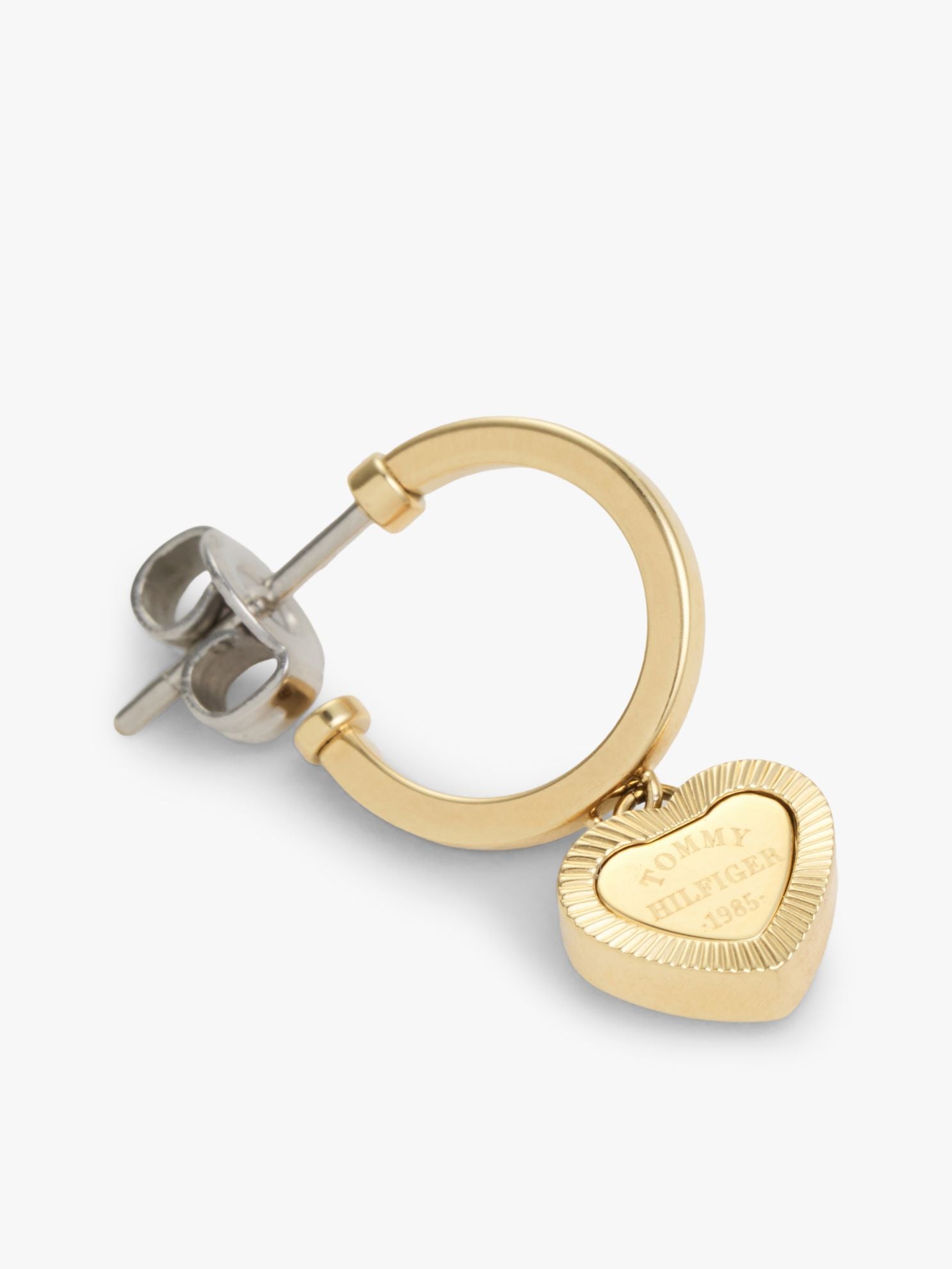 Tommy Hilfiger Heart Charm Hoop Earring