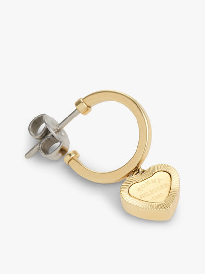 Tommy Hilfiger Heart Charm Hoop Earring