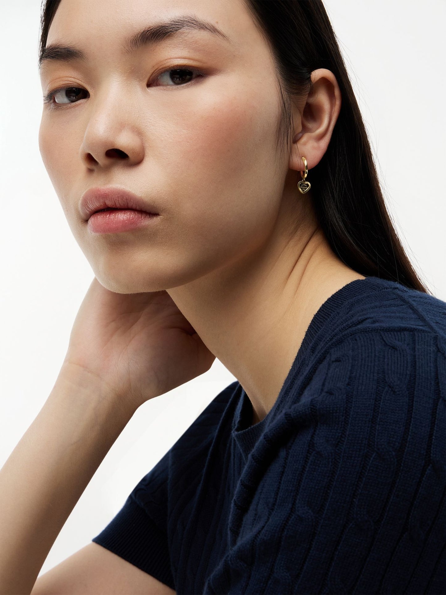 Tommy Hilfiger Heart Charm Hoop Earring