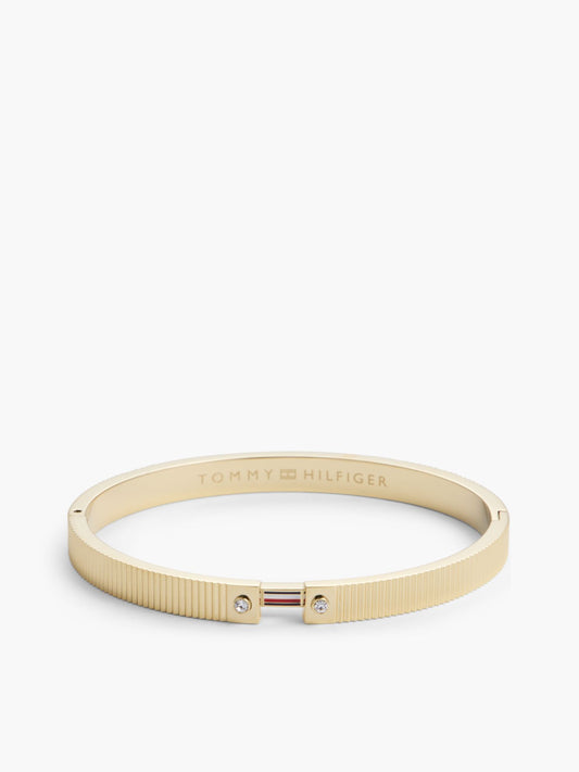 Tommy Hilfiger Signature Stripe Ridged Bangle Bracelet