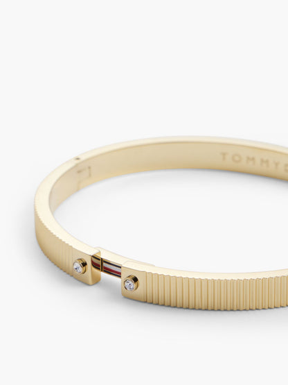 Tommy Hilfiger Signature Stripe Ridged Bangle Bracelet