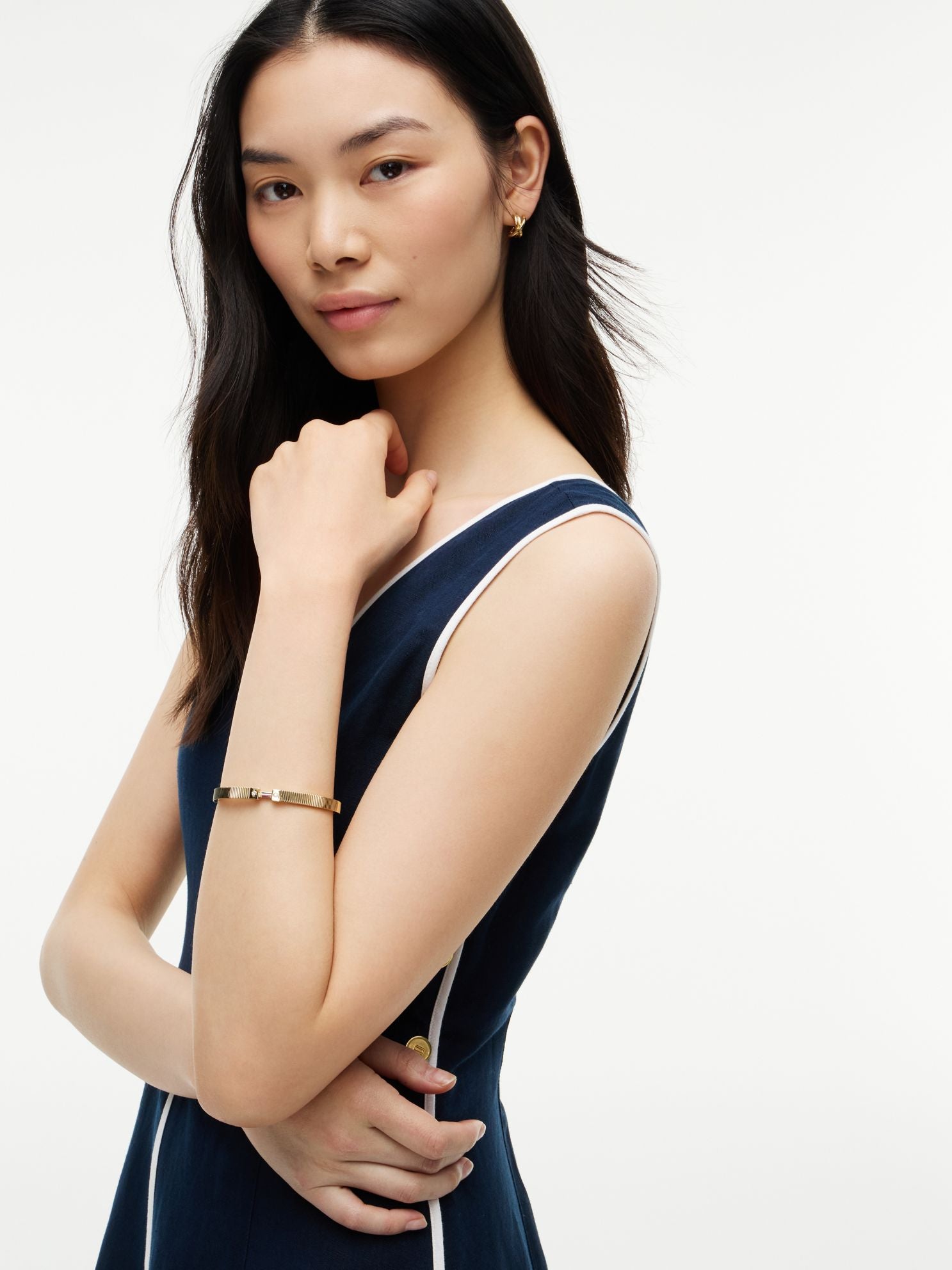 Tommy Hilfiger Signature Stripe Ridged Bangle Bracelet