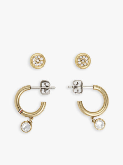 Tommy Hilfiger Crystal Accent Hoop & Stud Earring Set