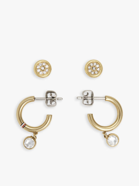 Tommy Hilfiger Crystal Accent Hoop & Stud Earring Set