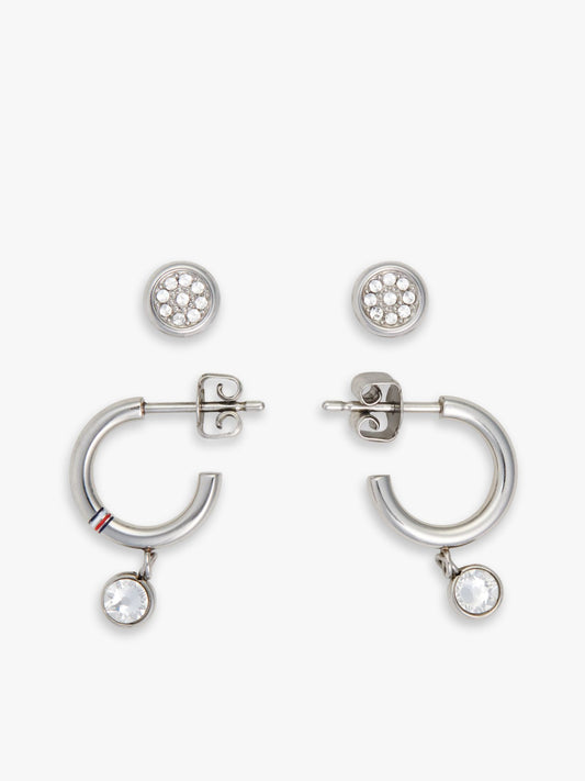 Tommy Hilfiger Crystal Accent Hoop & Stud Earring Set