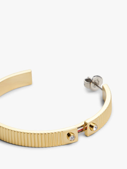 Tommy Hilfiger Signature Stripe Ridged Hoop Earring