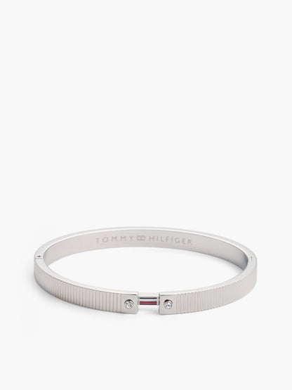 Tommy Hilfiger Signature Stripe Ridged Bangle Bracelet