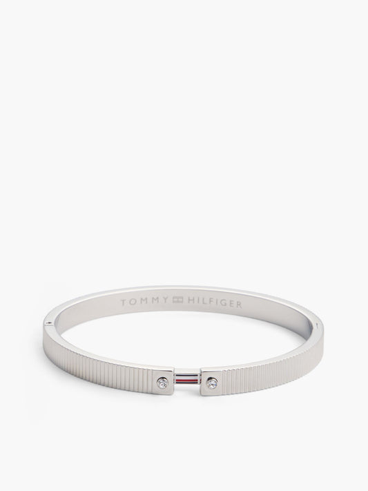 Tommy Hilfiger Signature Stripe Ridged Bangle Bracelet