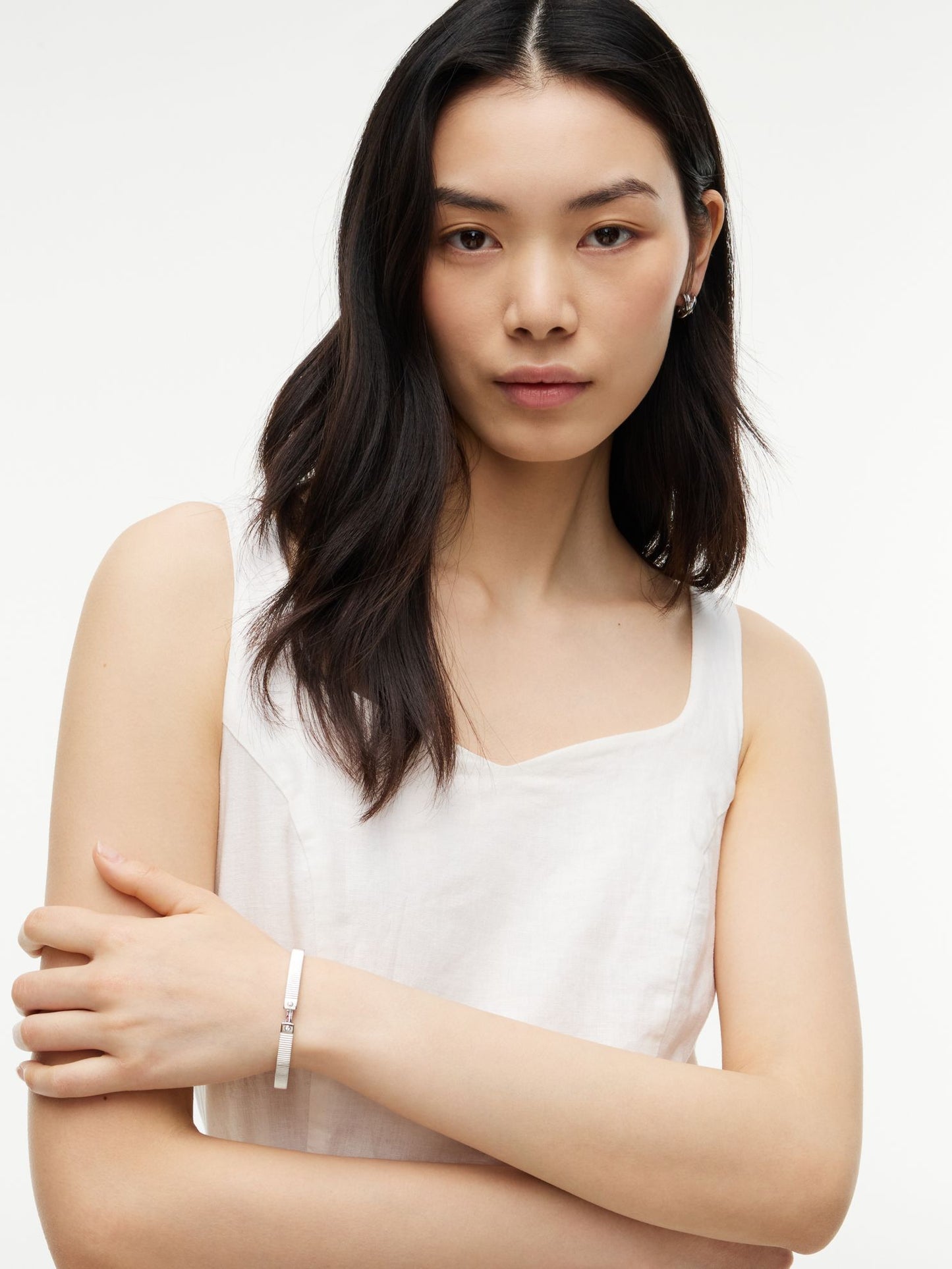 Tommy Hilfiger Signature Stripe Ridged Bangle Bracelet