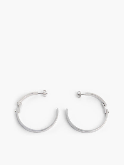 Tommy Hilfiger Signature Stripe Ridged Hoop Earring