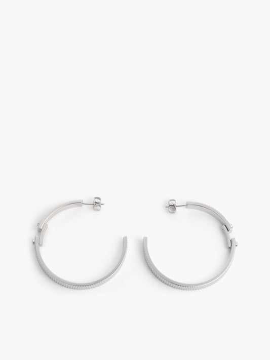 Tommy Hilfiger Signature Stripe Ridged Hoop Earring