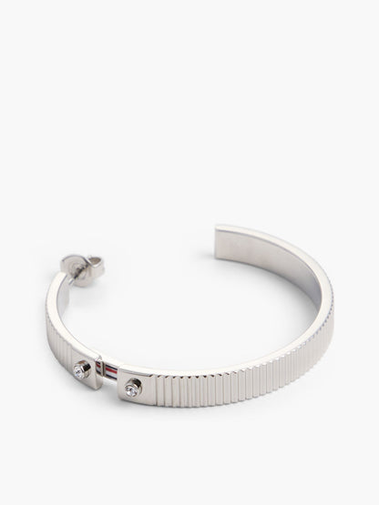 Tommy Hilfiger Signature Stripe Ridged Hoop Earring