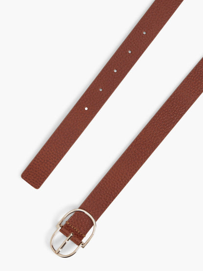 Tommy Hilfiger Double-Loop Buckle Pebbled Leather Belt