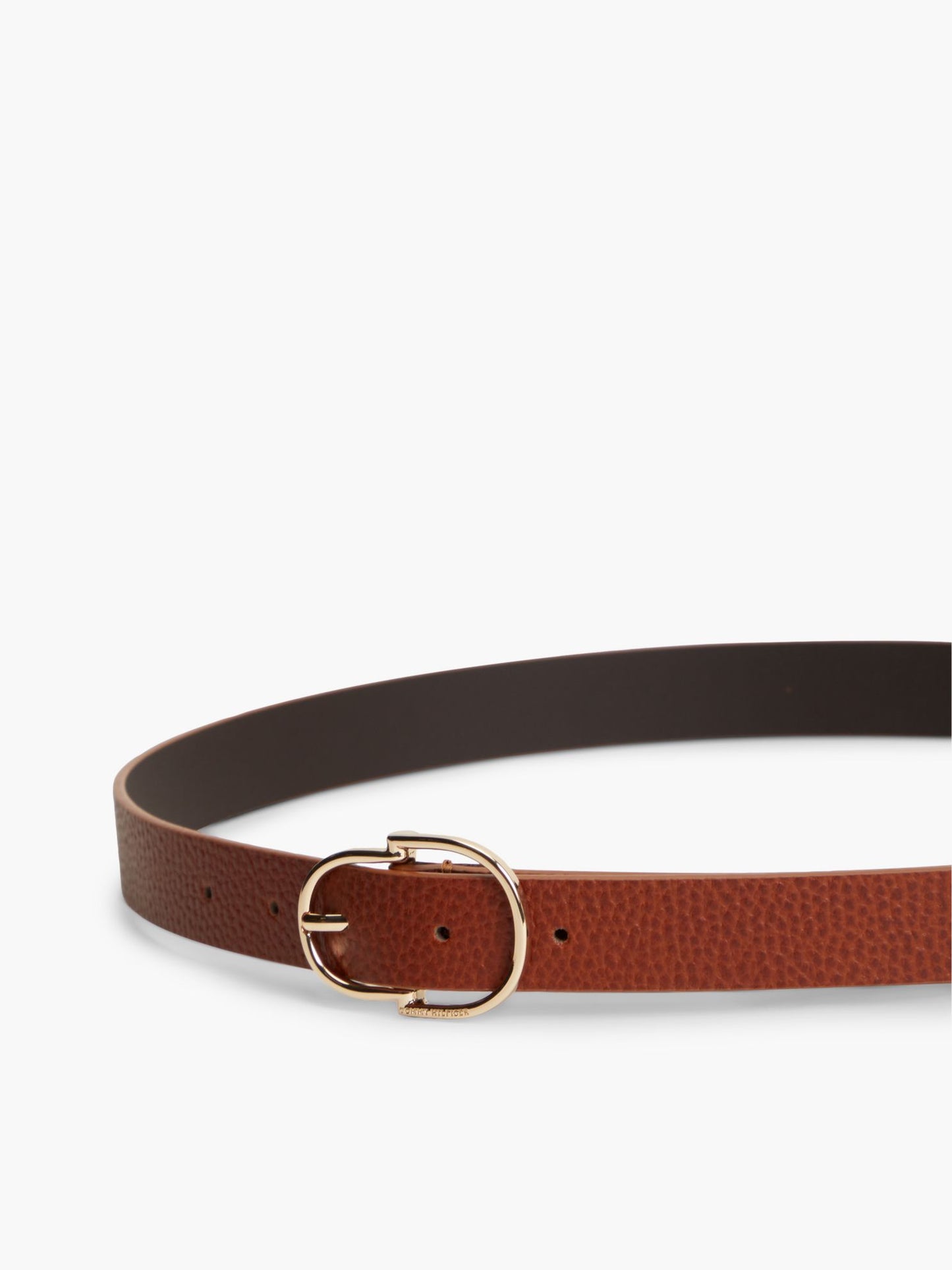 Tommy Hilfiger Double-Loop Buckle Pebbled Leather Belt