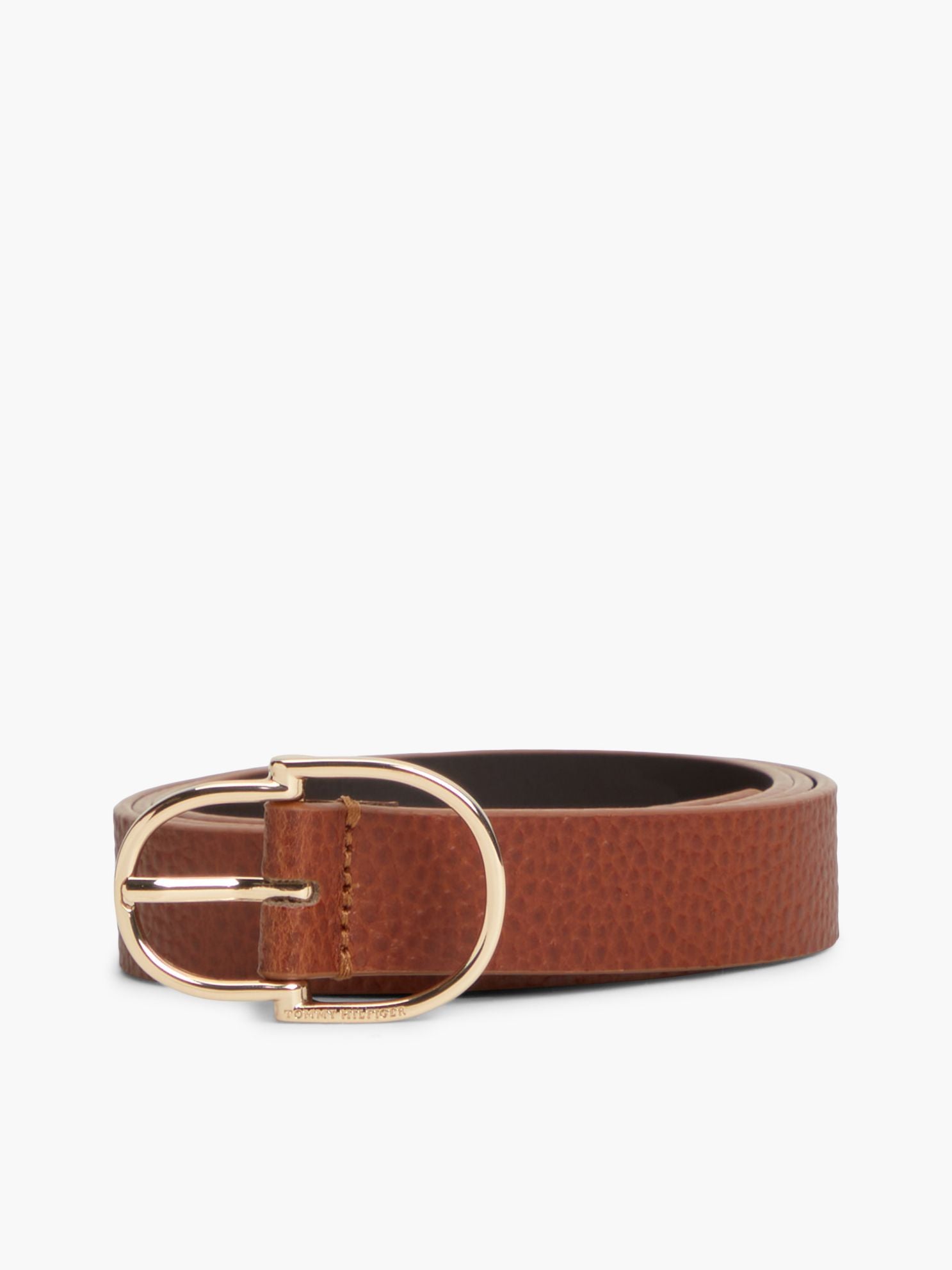 Tommy Hilfiger Double-Loop Buckle Pebbled Leather Belt