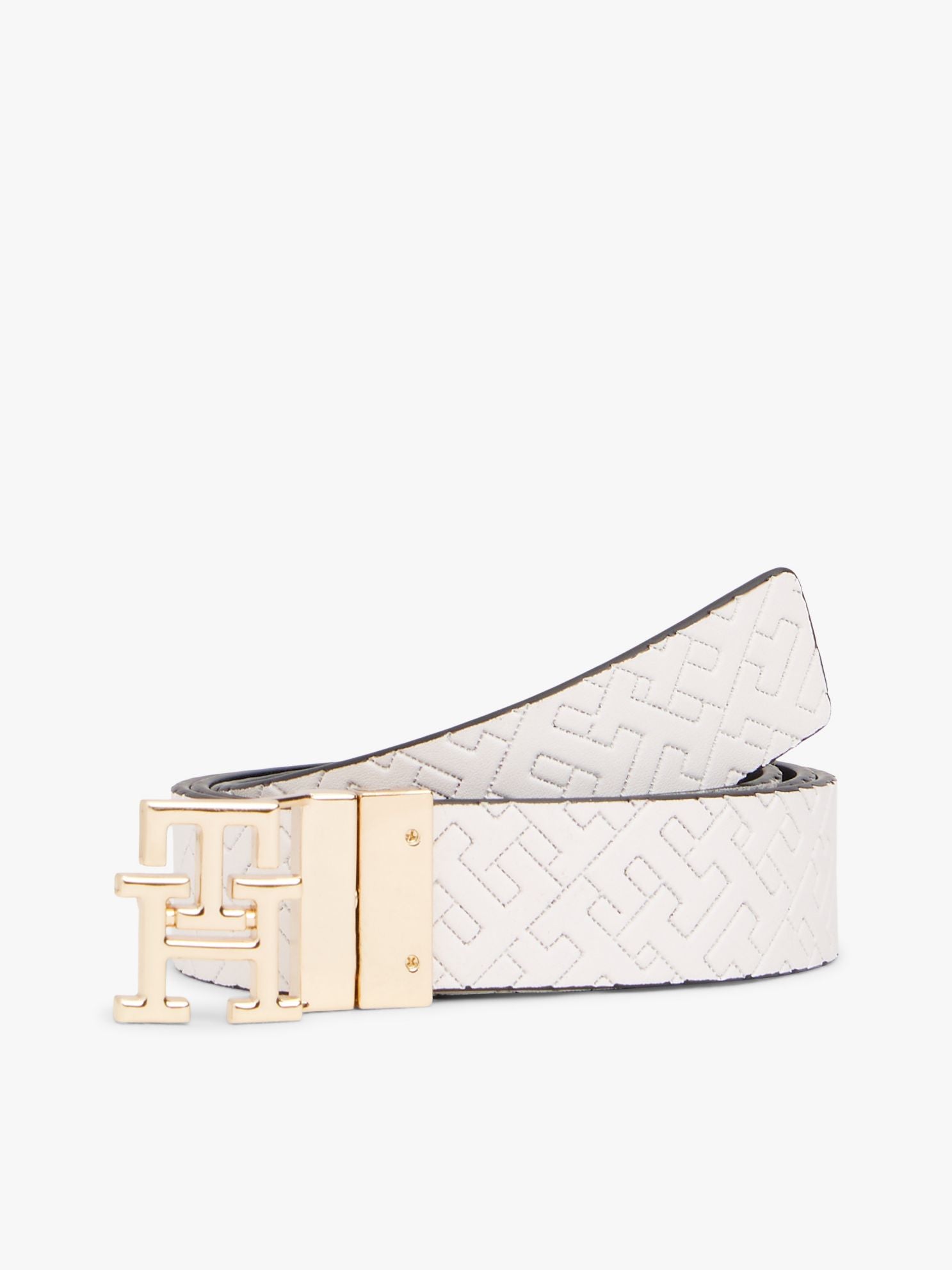 Tommy Hilfiger Monogram Buckle Reversible Leather Belt