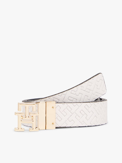 Tommy Hilfiger Monogram Buckle Reversible Leather Belt