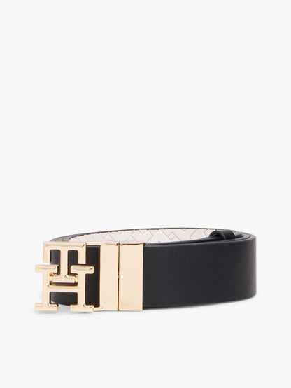 Tommy Hilfiger Monogram Buckle Reversible Leather Belt